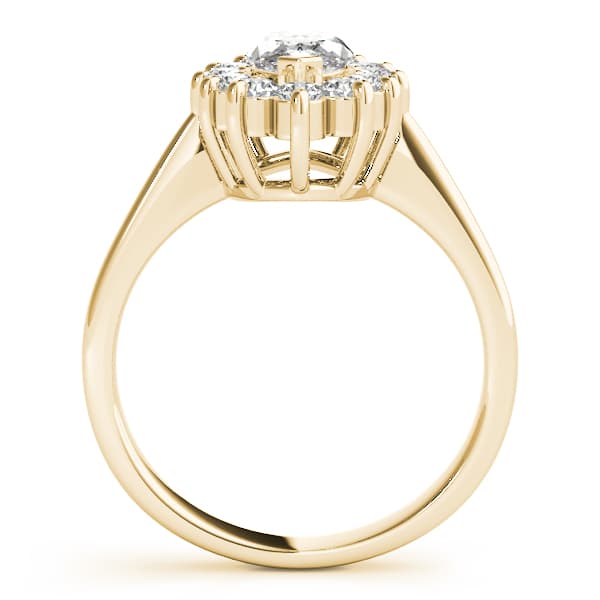 Marquise Halo Engagement Ring, style 80096, Side view in yellow gold