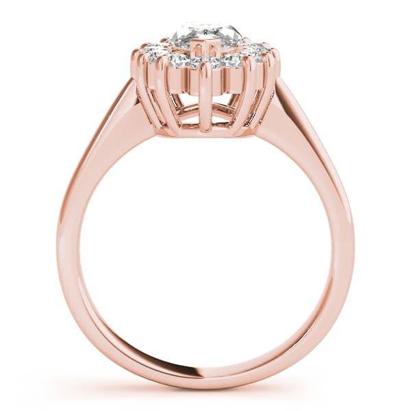Marquise Halo Engagement Ring, style 80096, Side view in rose gold