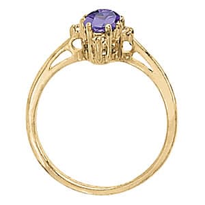 Oval Gemstone Ring (0.06 ct. tw.), Side view in white gold or platinum