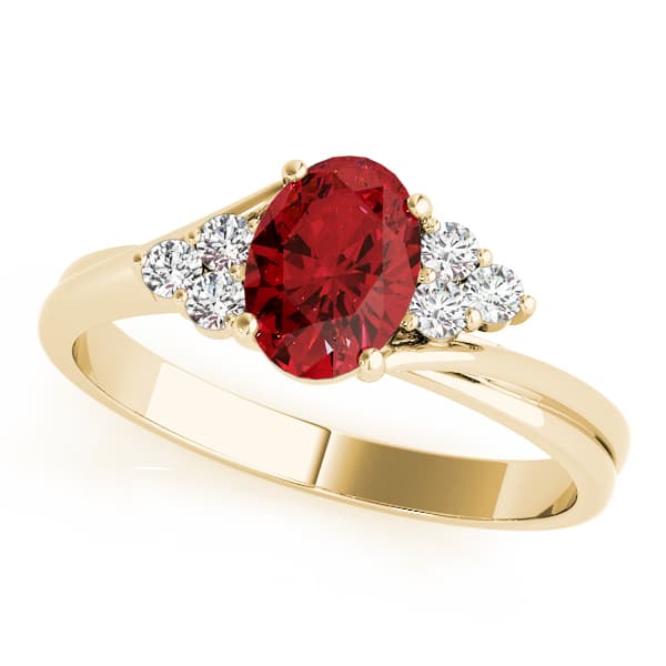 Oval Gemstone Ring (1/8 ct. tw.), Front view in yellow gold