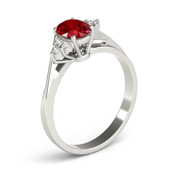 Oval Gemstone Ring (0.18 ct. tw.), Angle view in white gold or platinum