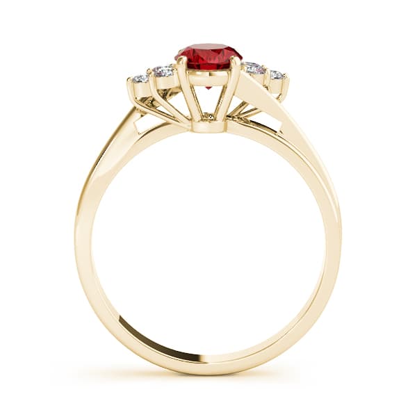 Oval Gemstone Ring (1/8 ct. tw.), Side view in yellow gold