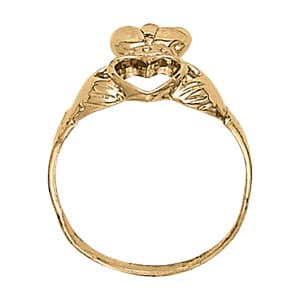Claddagh Heart Color Fashion Ring, Side view in white gold or platinum