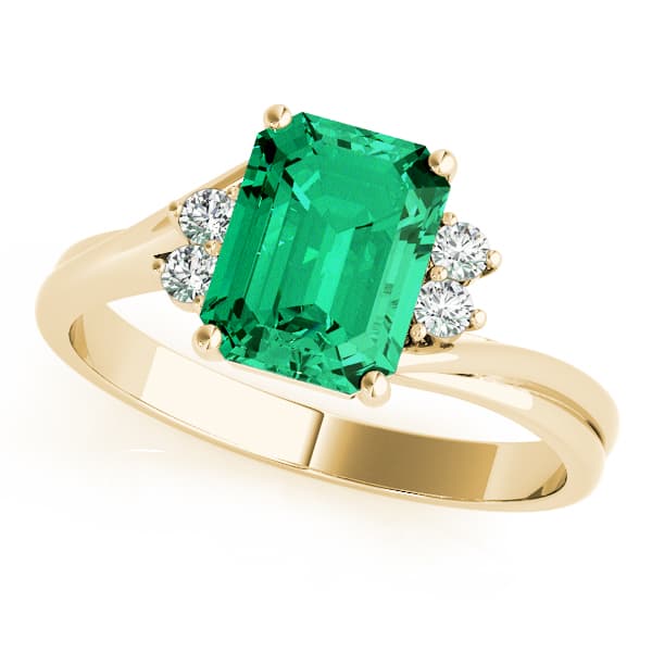 Emerald Gemstone Ring (0.1 ct. tw.), Front view in yellow gold
