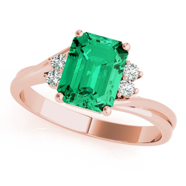 Emerald Gemstone Ring (0.1 ct. tw.), Front view in rose gold