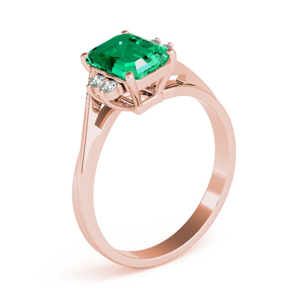 Emerald Gemstone Ring (0.1 ct. tw.), Angle view in rose gold