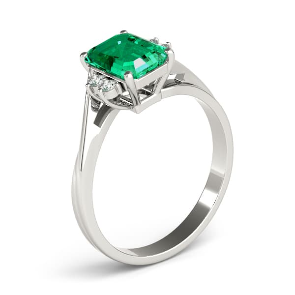 Emerald Gemstone Ring (0.1 ct. tw.), Angle view in white gold or platinum