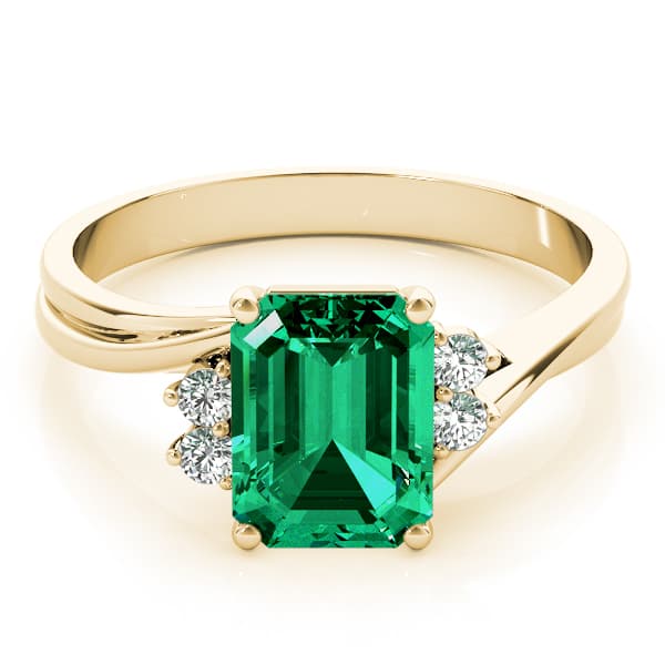 Emerald Gemstone Ring (0.1 ct. tw.), On hand view in yellow gold