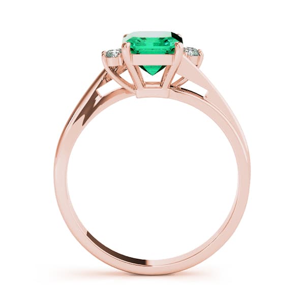 Emerald Gemstone Ring (0.1 ct. tw.), Side view in rose gold