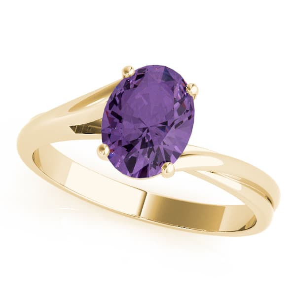 Solitaire Oval Color Rings, Front view in yellow gold
