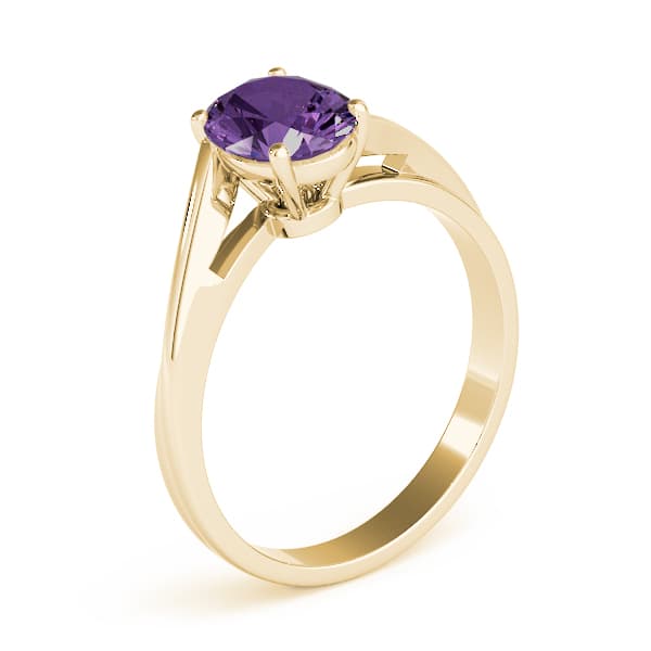 Solitaire Oval Color Rings, Angle view in yellow gold
