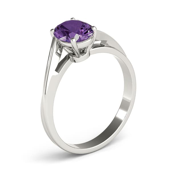Solitaire Oval Color Rings, Angle view in white gold or platinum
