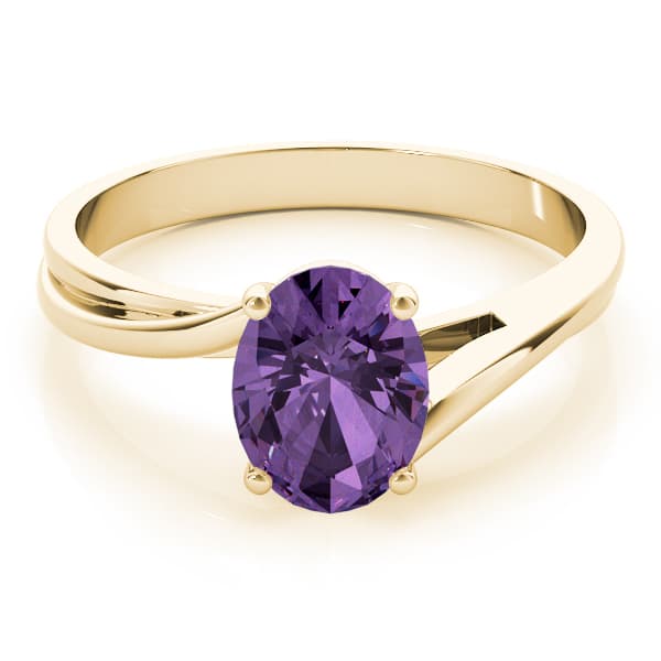 Solitaire Oval Color Rings, On hand view in yellow gold