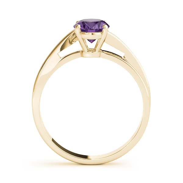 Solitaire Oval Color Rings, Side view in yellow gold