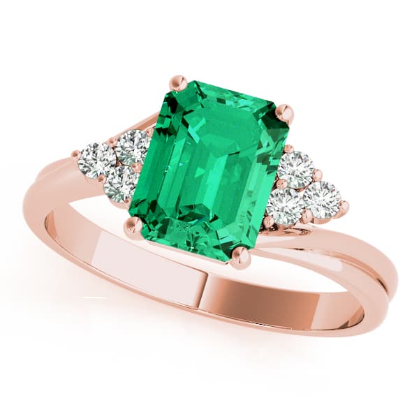 Solitaire Plus Cluster Side Engagement Ring, style 80124, Front view in rose gold