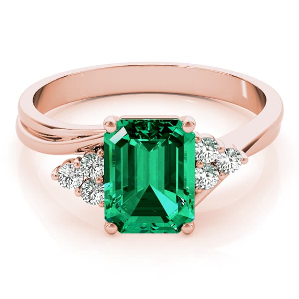 Solitaire Plus Cluster Side Engagement Ring, style 80124, On hand view in rose gold