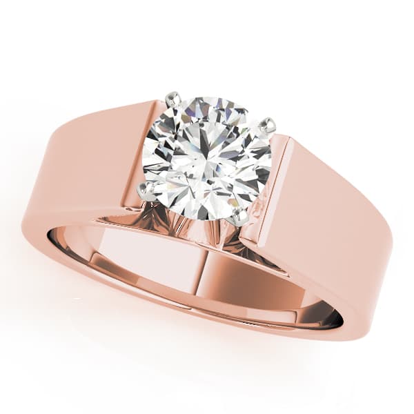 Wide Cathedral Solitaire Engagement Ring, style 80128, Front view in rose gold