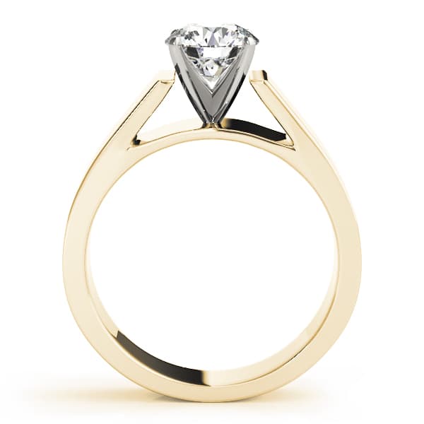 Wide Cathedral Solitaire Engagement Ring, style 80128, Side view in yellow gold
