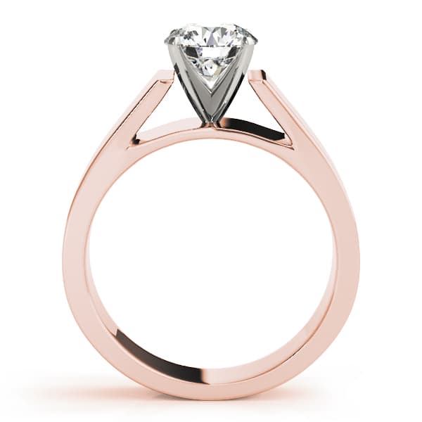 Wide Cathedral Solitaire Engagement Ring, style 80128, Side view in rose gold