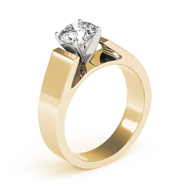 Wide Cathedral Solitaire Engagement Ring, style 80128, Top view in yellow gold