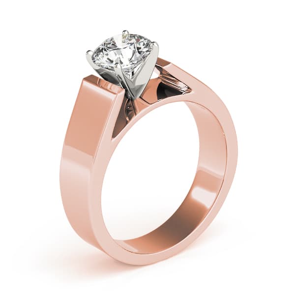 Wide Cathedral Solitaire Engagement Ring, style 80128, Top view in rose gold
