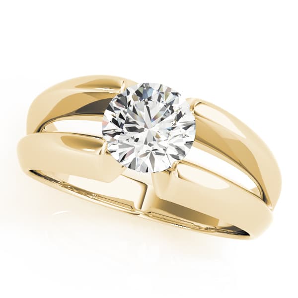 Solitaire Split Shank Engagement Ring, style 80131, Front view in yellow gold