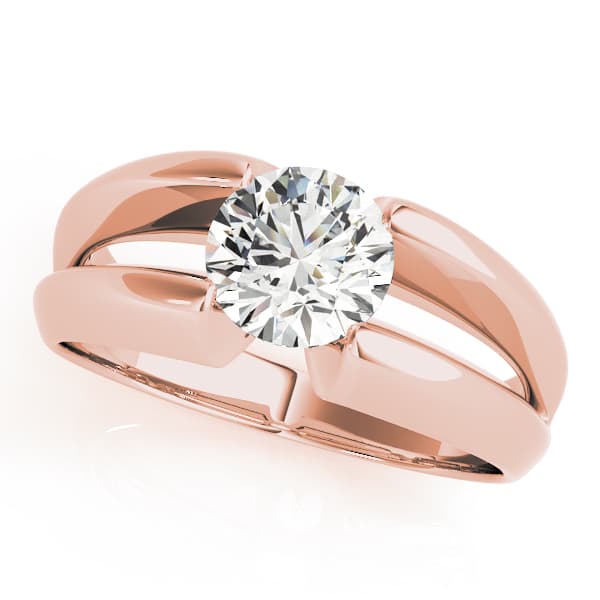Solitaire Split Shank Engagement Ring, style 80131, Front view in rose gold