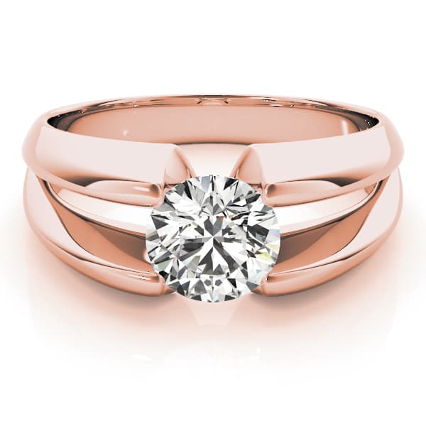 Solitaire Split Shank Engagement Ring, style 80131, On hand view in rose gold