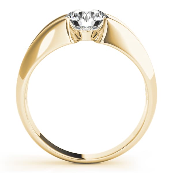 Solitaire Split Shank Engagement Ring, style 80131, Side view in yellow gold