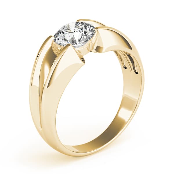 Solitaire Split Shank Engagement Ring, style 80131, Top view in yellow gold