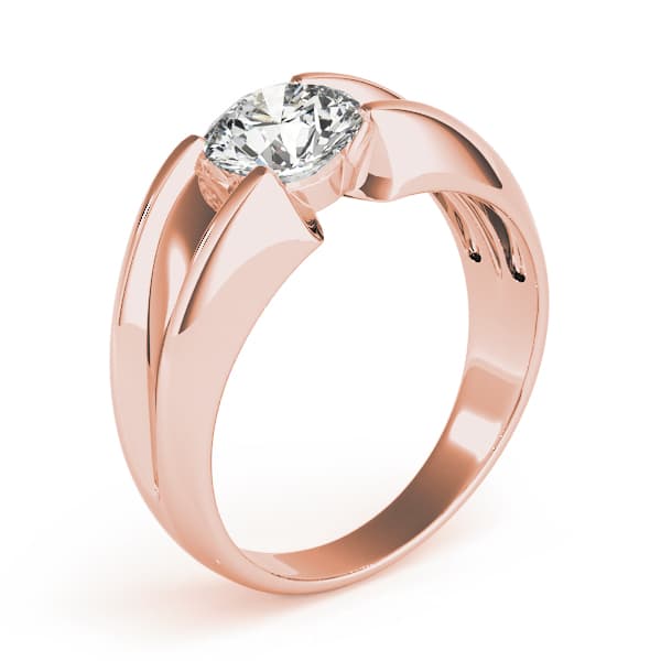 Solitaire Split Shank Engagement Ring, style 80131, Top view in rose gold