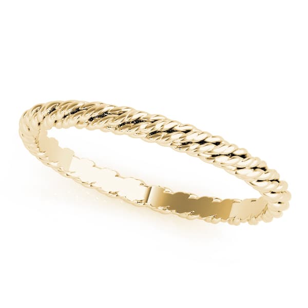 Gold Twisted Rope Wedding Band, Front view in yellow gold