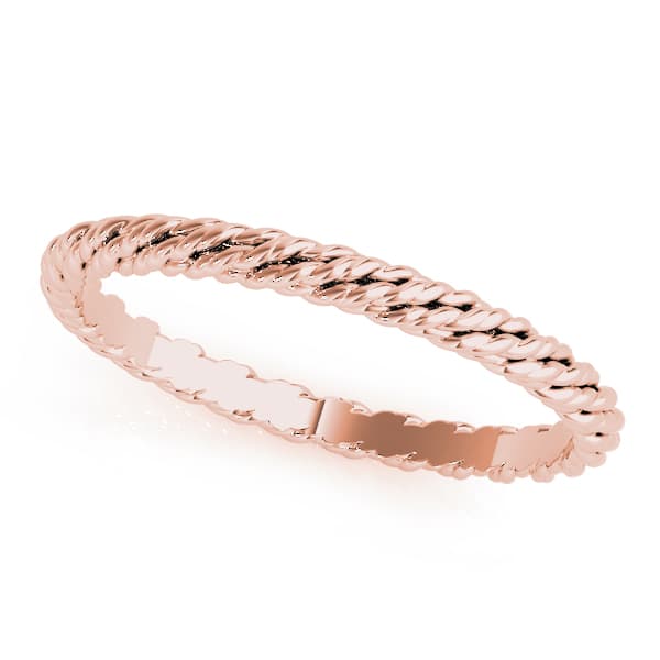 Gold Twisted Rope Wedding Band, Front view in rose gold