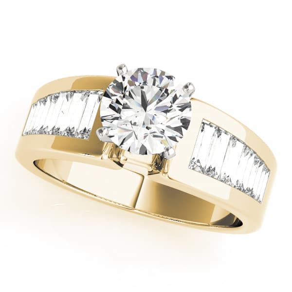 Wide Channel-Set Straight Baguette Engagement Ring, style 80143, Front view in yellow gold