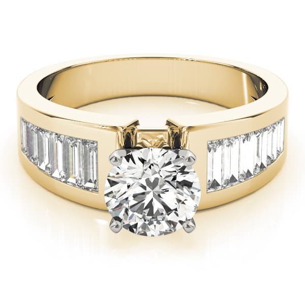 Wide Channel-Set Straight Baguette Engagement Ring, style 80143, On hand view in yellow gold