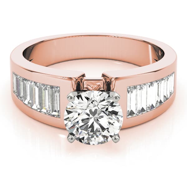 Wide Channel-Set Straight Baguette Engagement Ring, style 80143, On hand view in rose gold