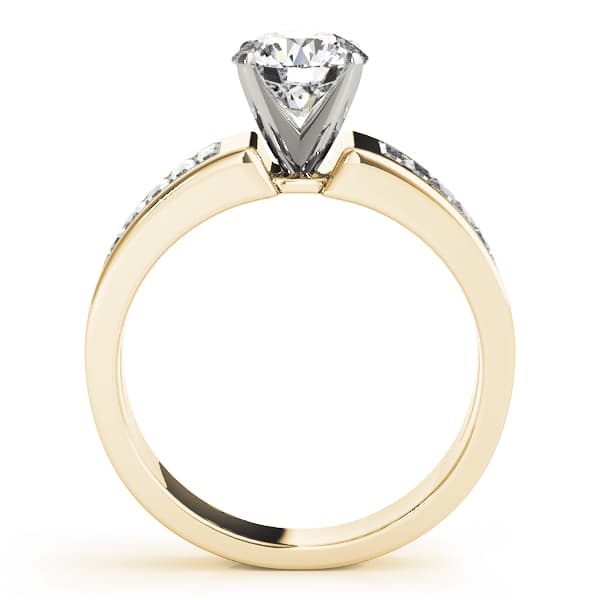 Wide Channel-Set Straight Baguette Engagement Ring, style 80143, Side view in yellow gold