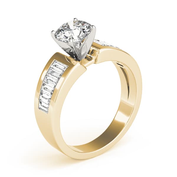 Wide Channel-Set Straight Baguette Engagement Ring, style 80143, Top view in yellow gold