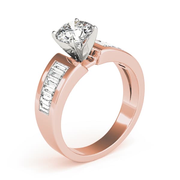 Wide Channel-Set Straight Baguette Engagement Ring, style 80143, Top view in rose gold
