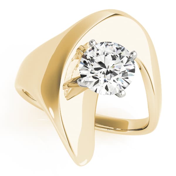 Solitaire Swirl Engagement Ring, style 80149, Front view in yellow gold