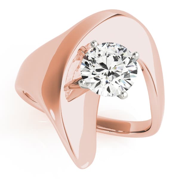 Solitaire Swirl Engagement Ring, style 80149, Front view in rose gold