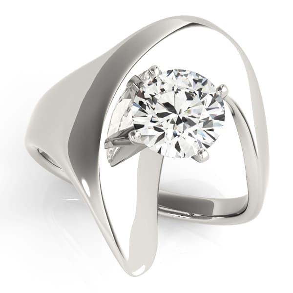 Solitaire Swirl Engagement Rings — style 80149 in 10k White Gold