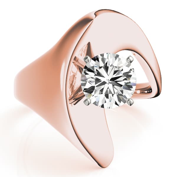 Solitaire Swirl Engagement Ring, style 80149, On hand view in rose gold