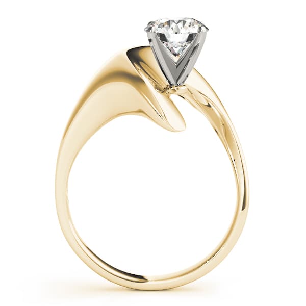 Solitaire Swirl Engagement Ring, style 80149, Side view in yellow gold