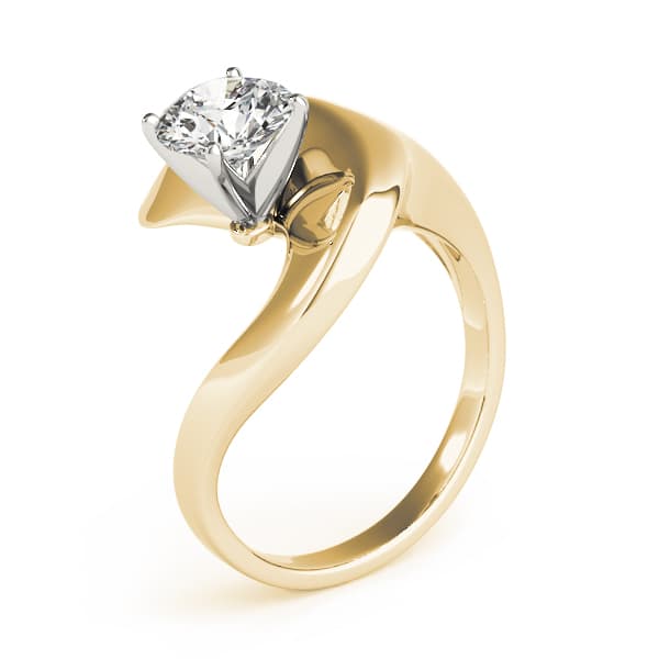Solitaire Swirl Engagement Ring, style 80149, Top view in yellow gold