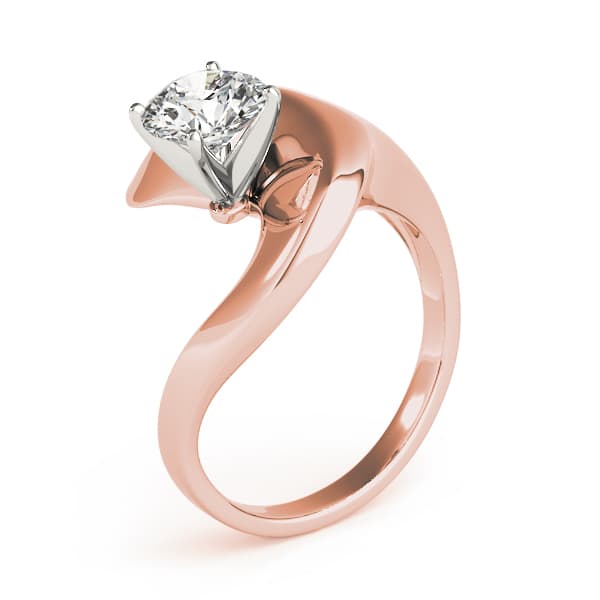 Solitaire Swirl Engagement Ring, style 80149, Top view in rose gold
