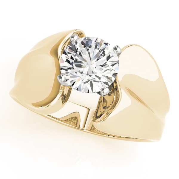 Solitaire Engagement Ring, style 80150, Front view in yellow gold