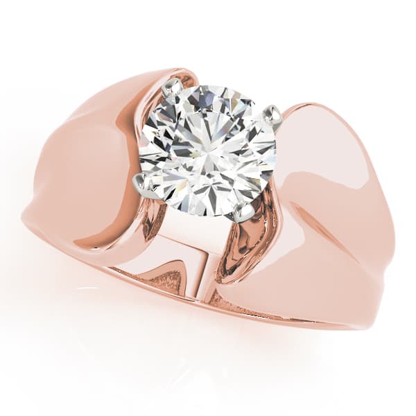 Solitaire Engagement Ring, style 80150, Front view in rose gold