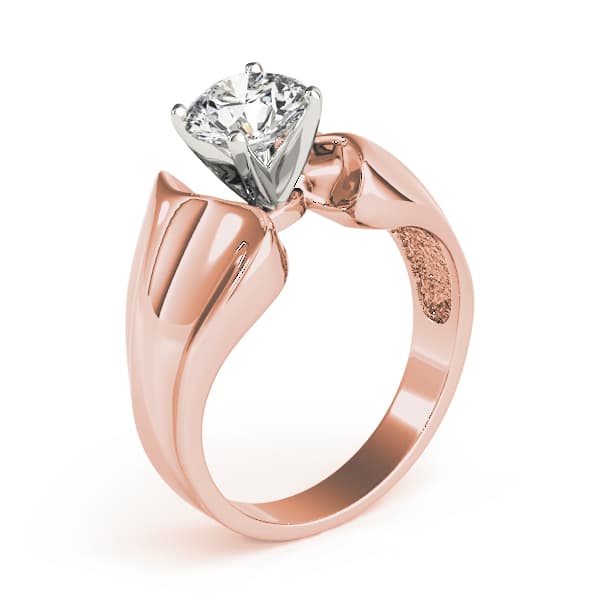 Solitaire Engagement Ring, style 80150, Top view in rose gold