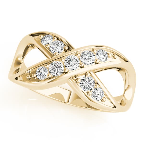 Infinity Prong In Channel Fashion Rings (1/4 ct. tw.), Front view in yellow gold